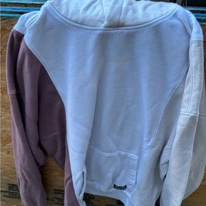Hollister White, Tan, and Mauve "Oatmeal"-inspired Colorblock Fleece Hoodie XL